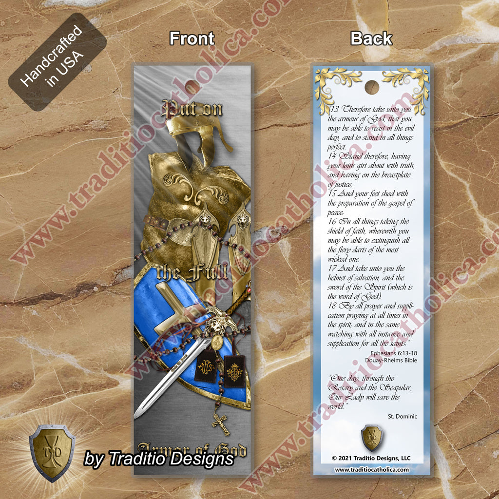 Ephesians 6:13-19 Armor of God Bookmark | St. Dominic Quote | 2 x 7-inch