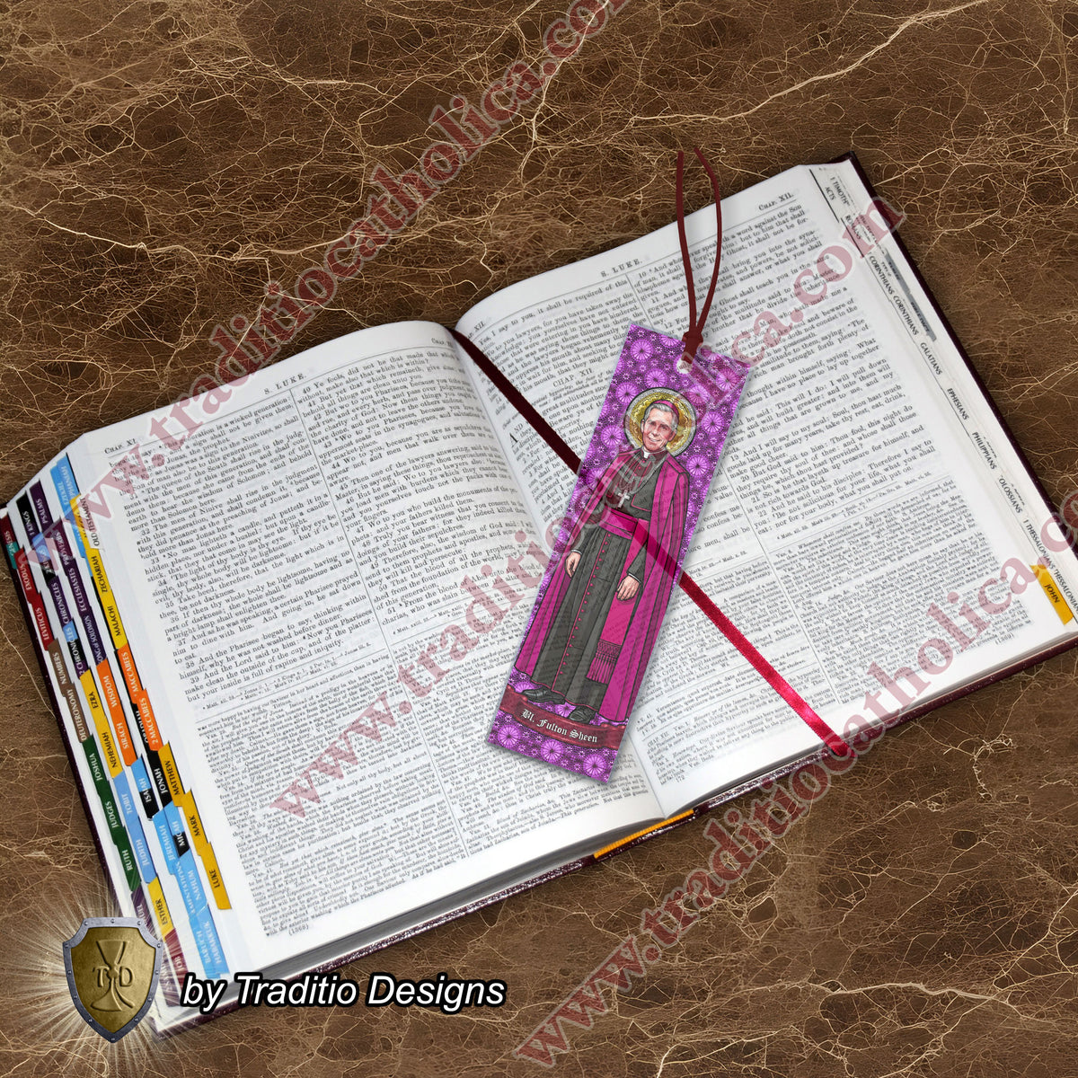 Bl. Fulton J. Sheen Stained Glass Bookmark | Transparent Edition | 2 x 7-inch