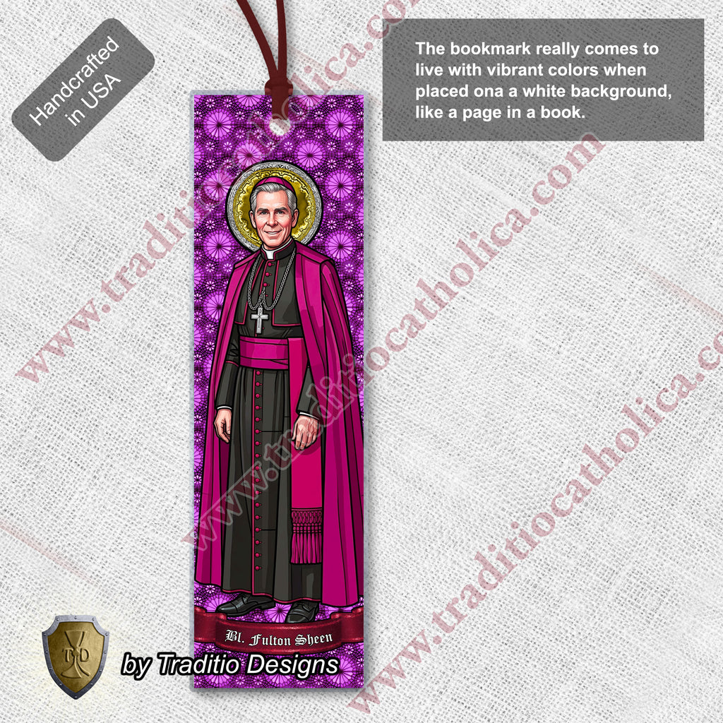 Bl. Fulton J. Sheen Stained Glass Bookmark | Transparent Edition | 2 x 7-inch