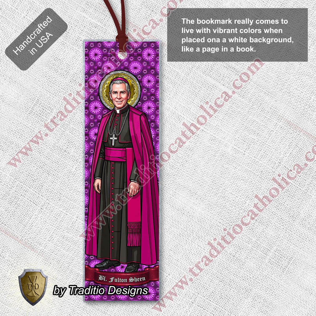 Bl. Fulton J. Sheen Stained Glass Bookmark | Transparent Edition | 2 x 7-inch