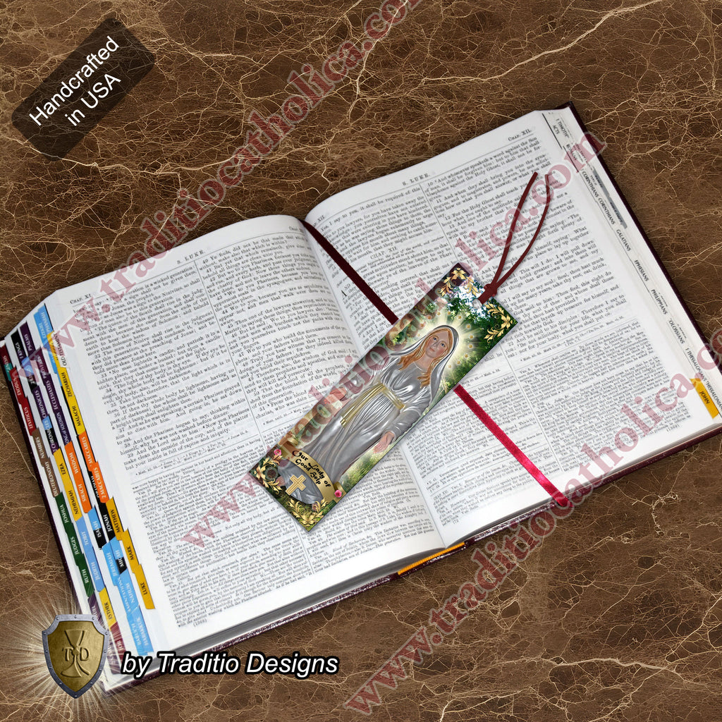 Our Lady of Good Help Statue Art Bookmark | Two-Sided Devotional | 2 x 7-inch