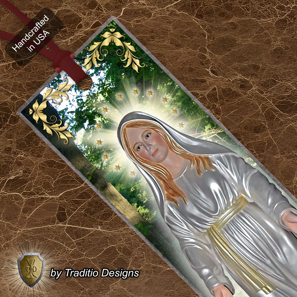 Our Lady of Good Help Statue Art Bookmark | Two-Sided Devotional | 2 x 7-inch