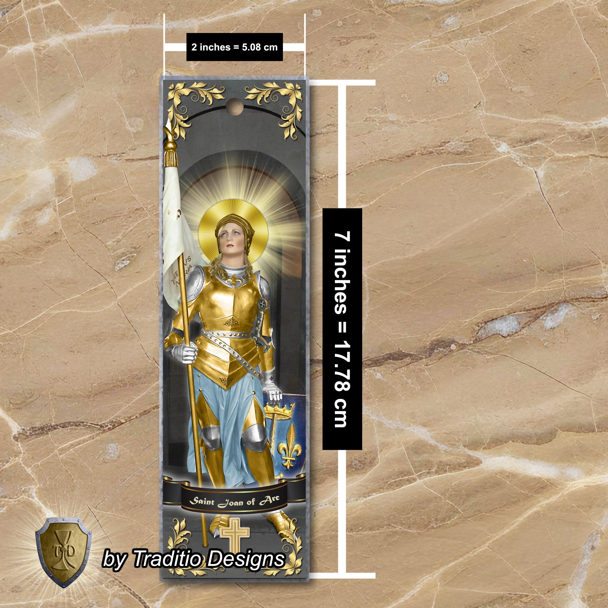 St. Joan of Arc Statue Art Bookmark | "I Am Not Afraid" Quote Edition | 2 x 7-inch