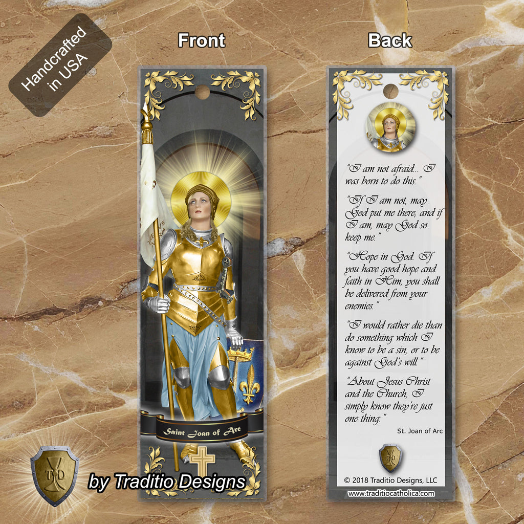 St. Joan of Arc Statue Art Bookmark | "I Am Not Afraid" Quote Edition | 2 x 7-inch