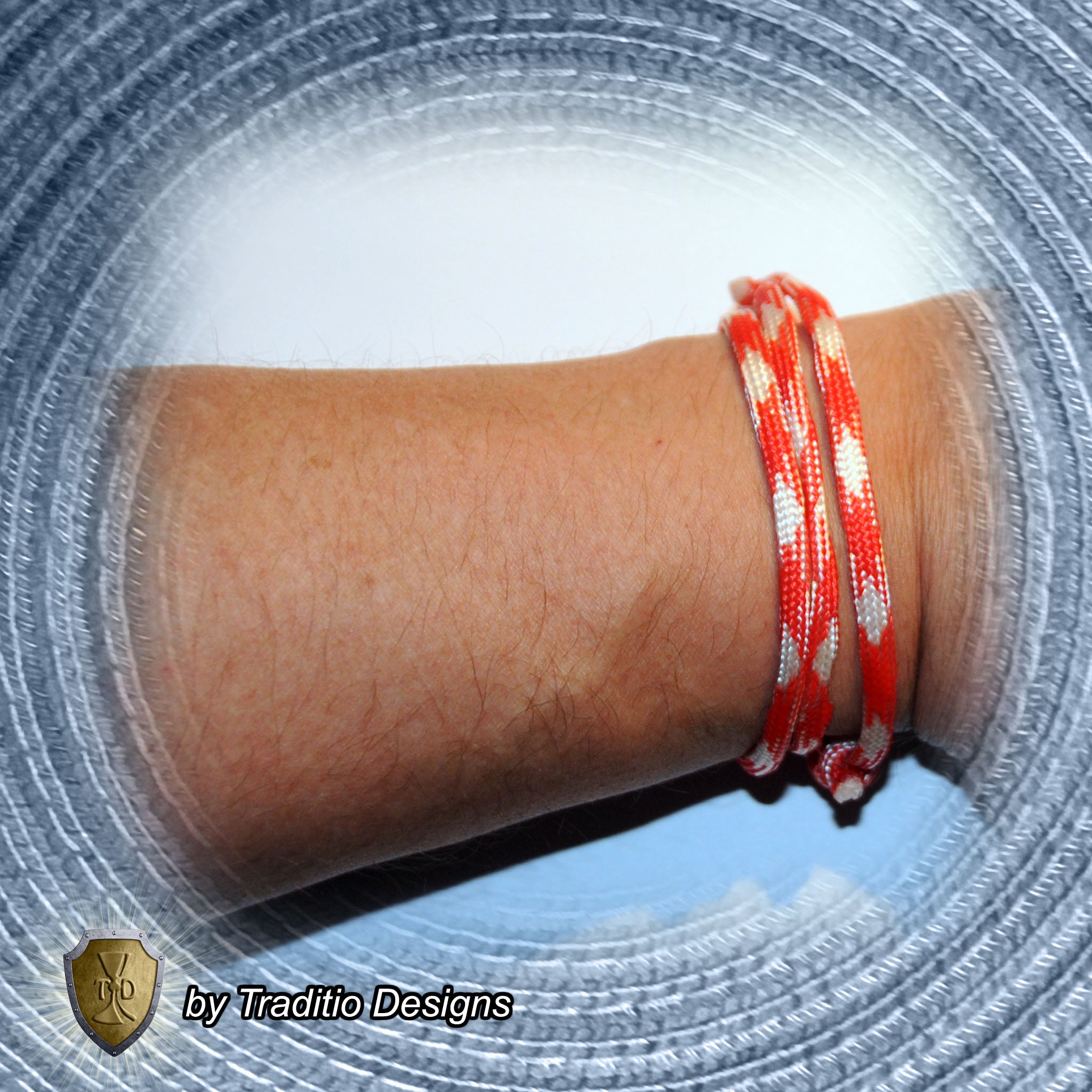 St. Philomena Red & White Devotional Bracelet | 18K Rose Gold Plated Anchor Clasp | Includes Laminated Prayer Card