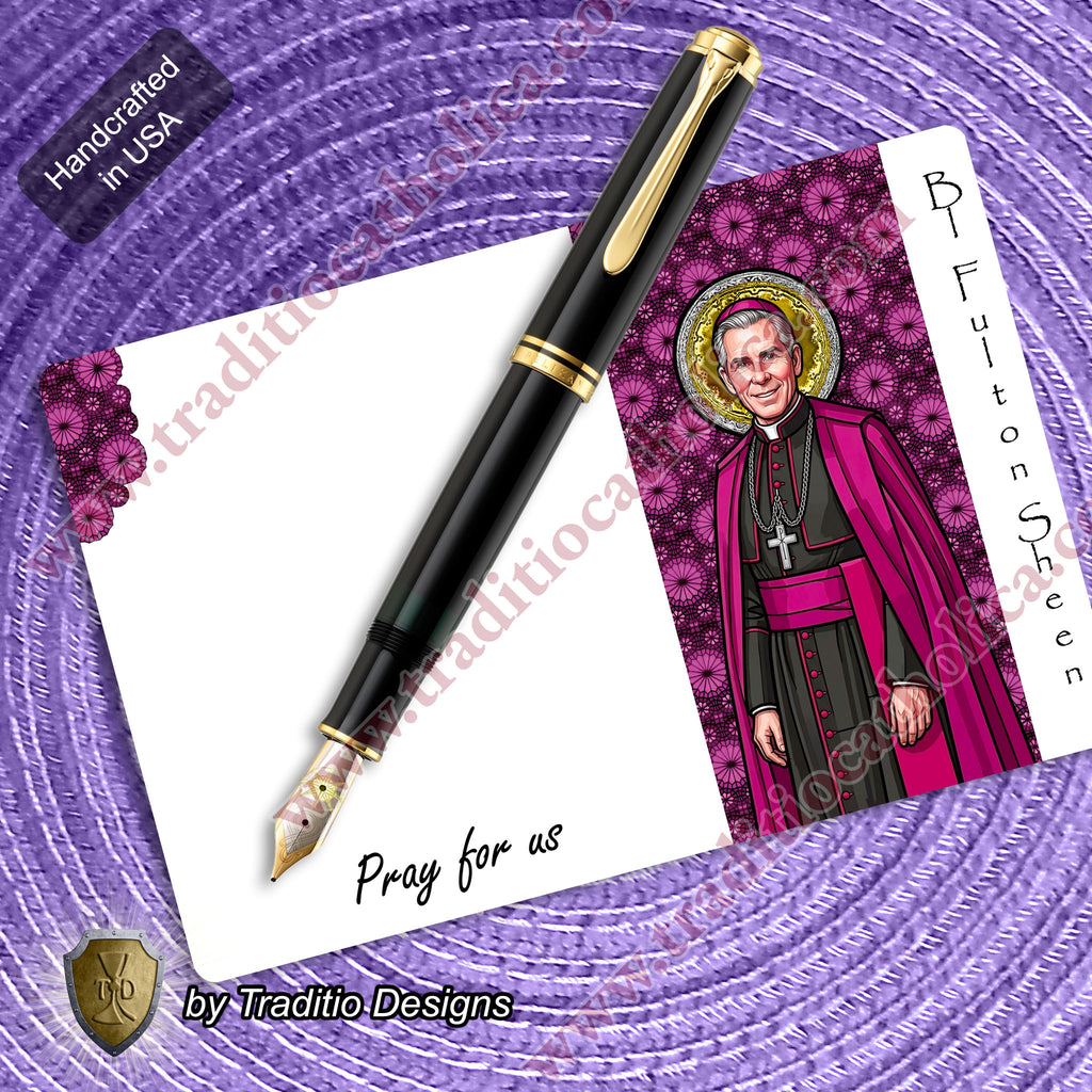 Bl. Fulton J. Sheen Stained Glass Greeting Cards | Set of 5 with Gold-Lined Envelopes
