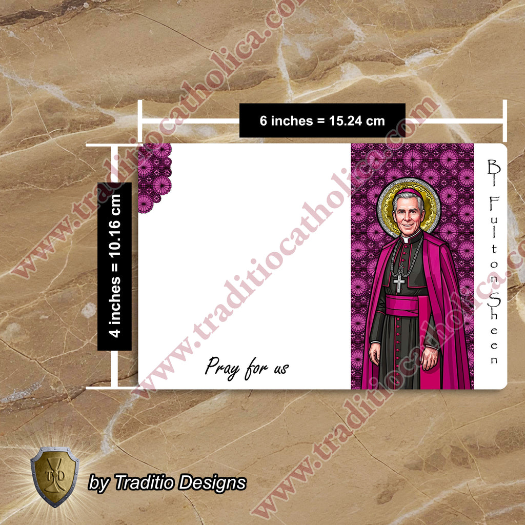 Bl. Fulton J. Sheen Stained Glass Greeting Cards | Set of 5 with Gold-Lined Envelopes