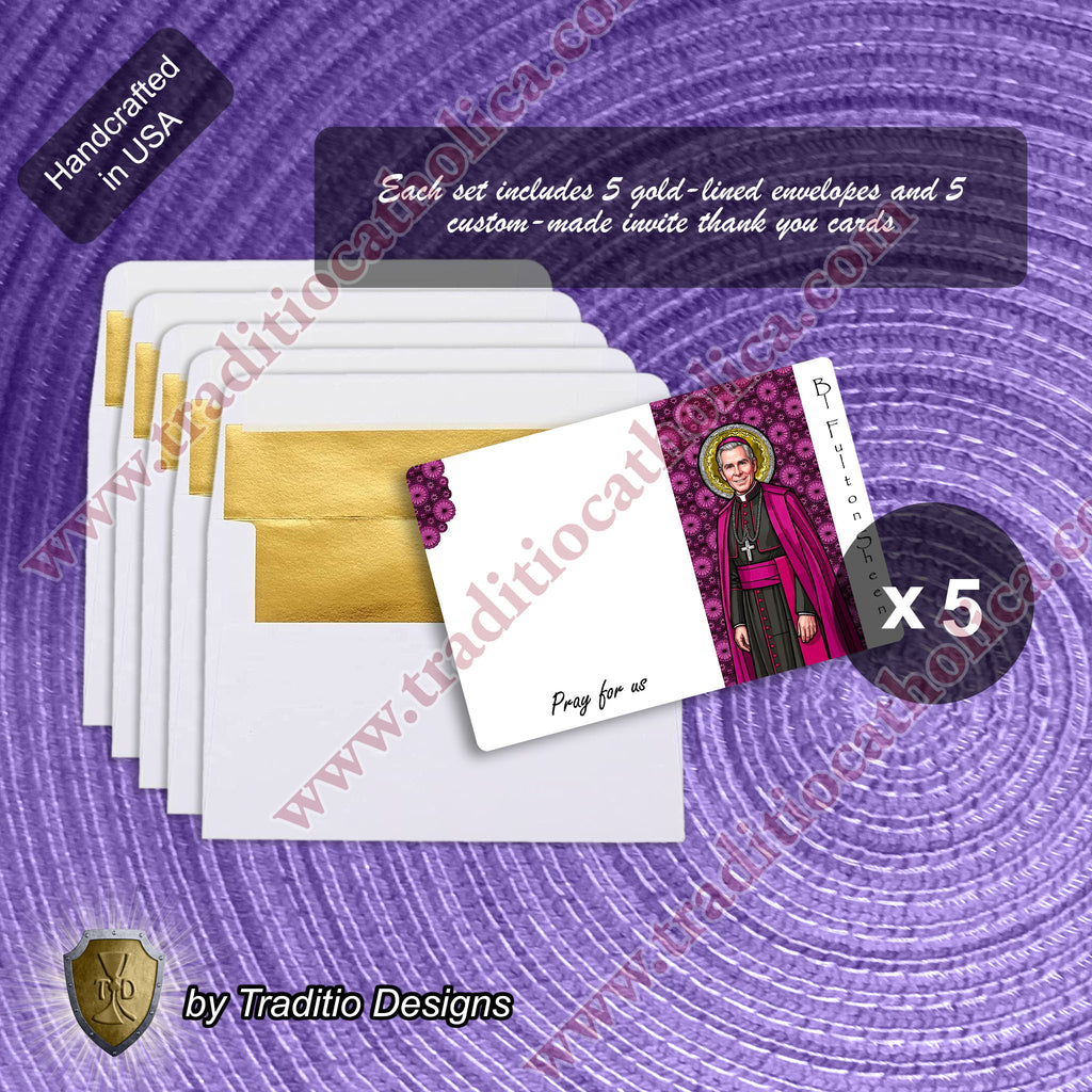 Bl. Fulton J. Sheen Stained Glass Greeting Cards | Set of 5 with Gold-Lined Envelopes