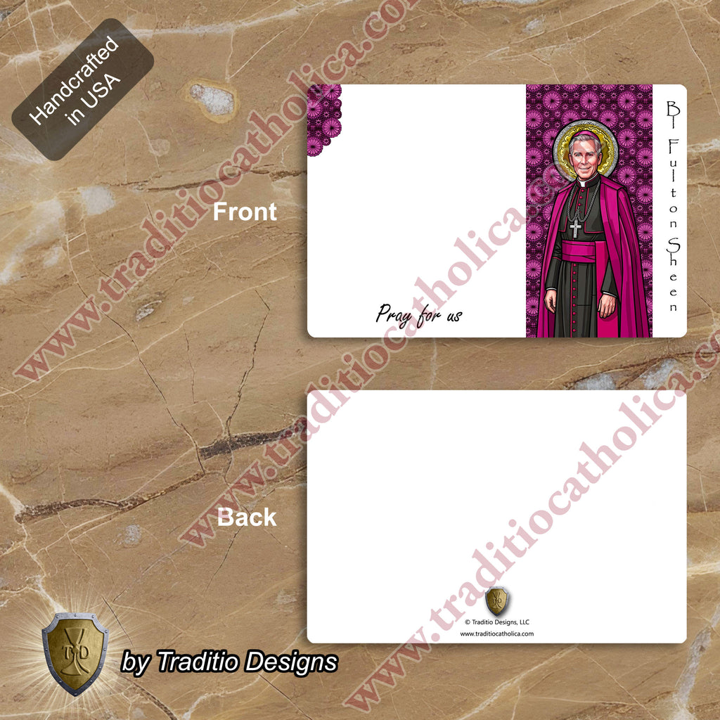 Bl. Fulton J. Sheen Stained Glass Greeting Cards | Set of 5 with Gold-Lined Envelopes