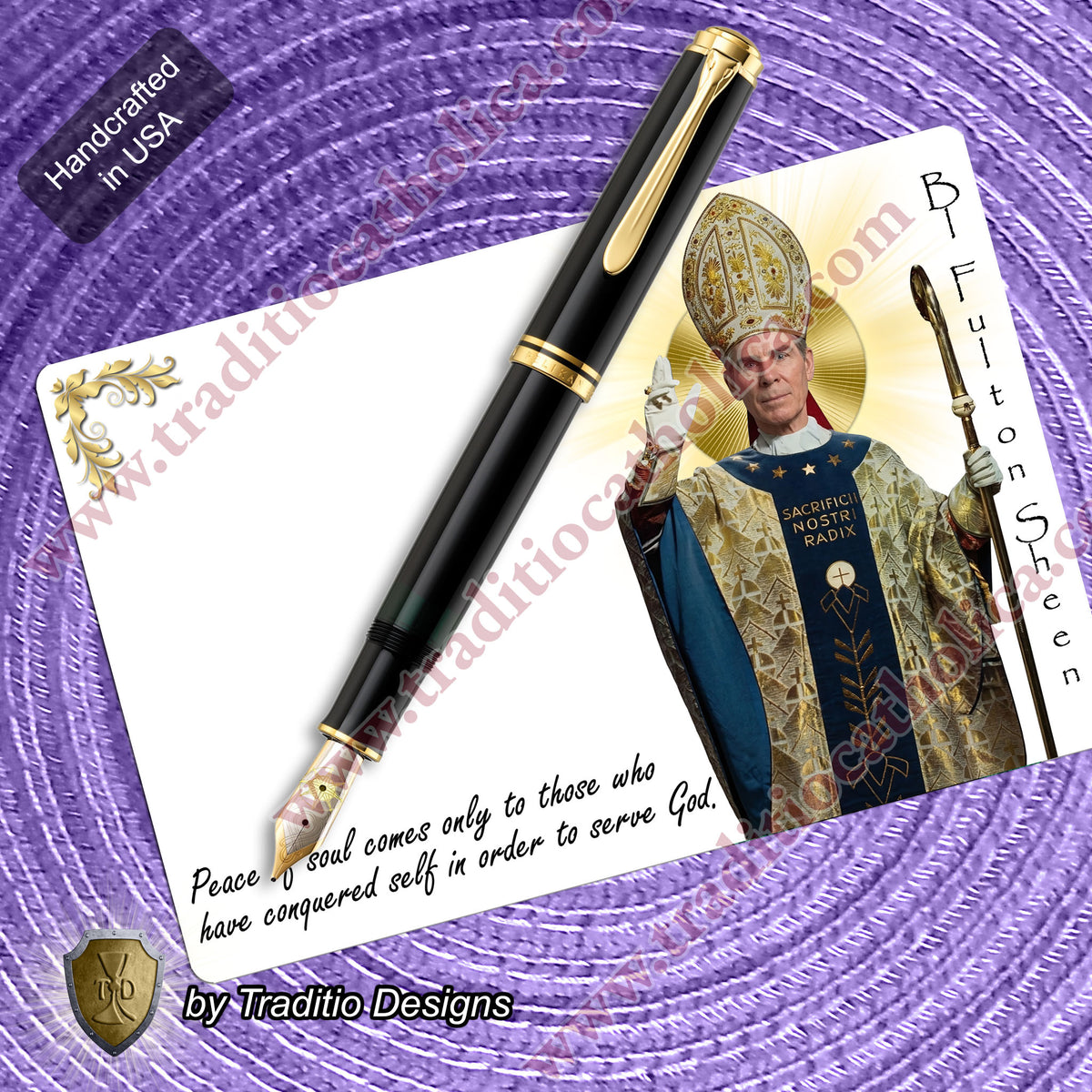 Bl. Fulton J. Sheen Realistic Greeting Cards | Set of 5 with Gold-Lined Envelopes