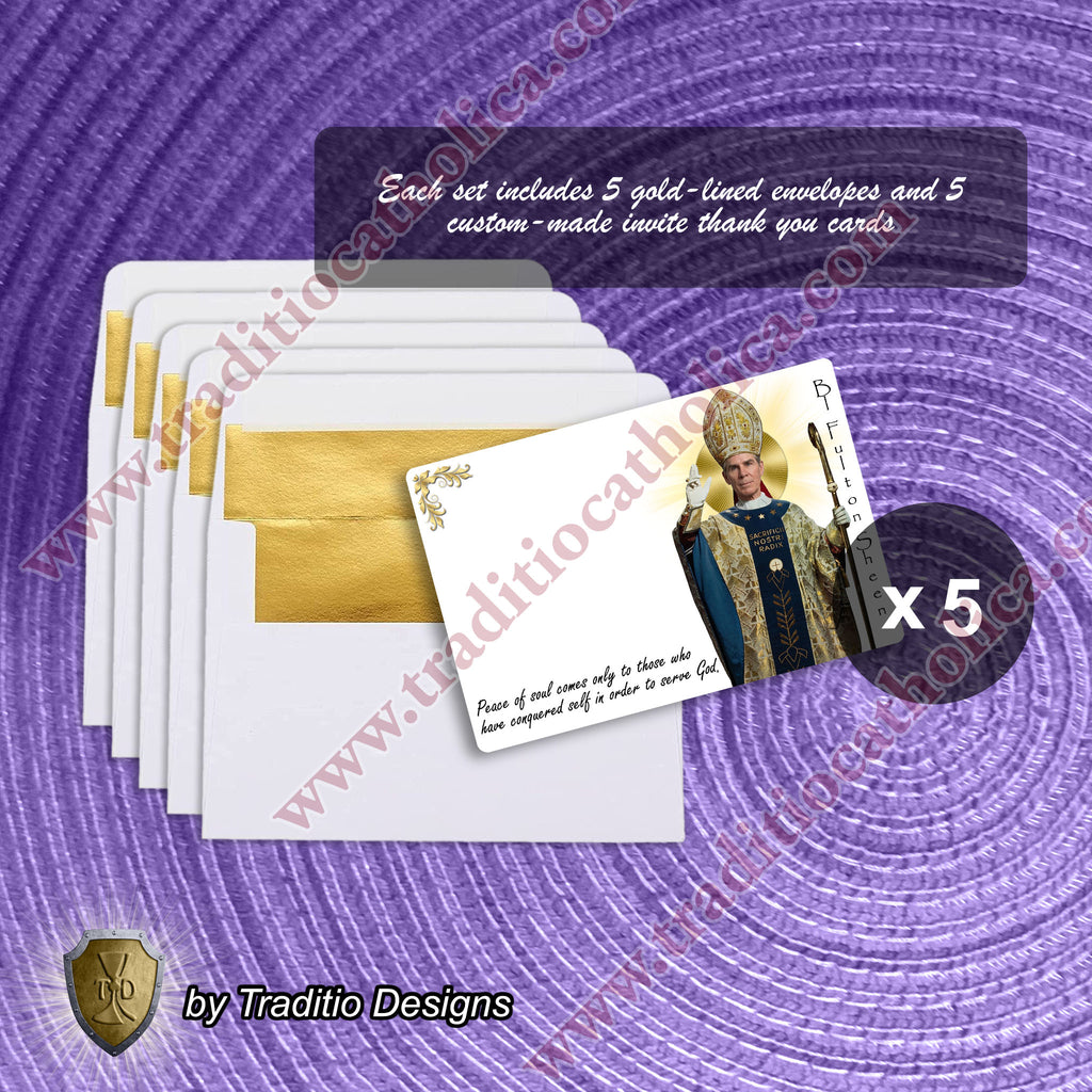 Bl. Fulton J. Sheen Realistic Greeting Cards | Set of 5 with Gold-Lined Envelopes