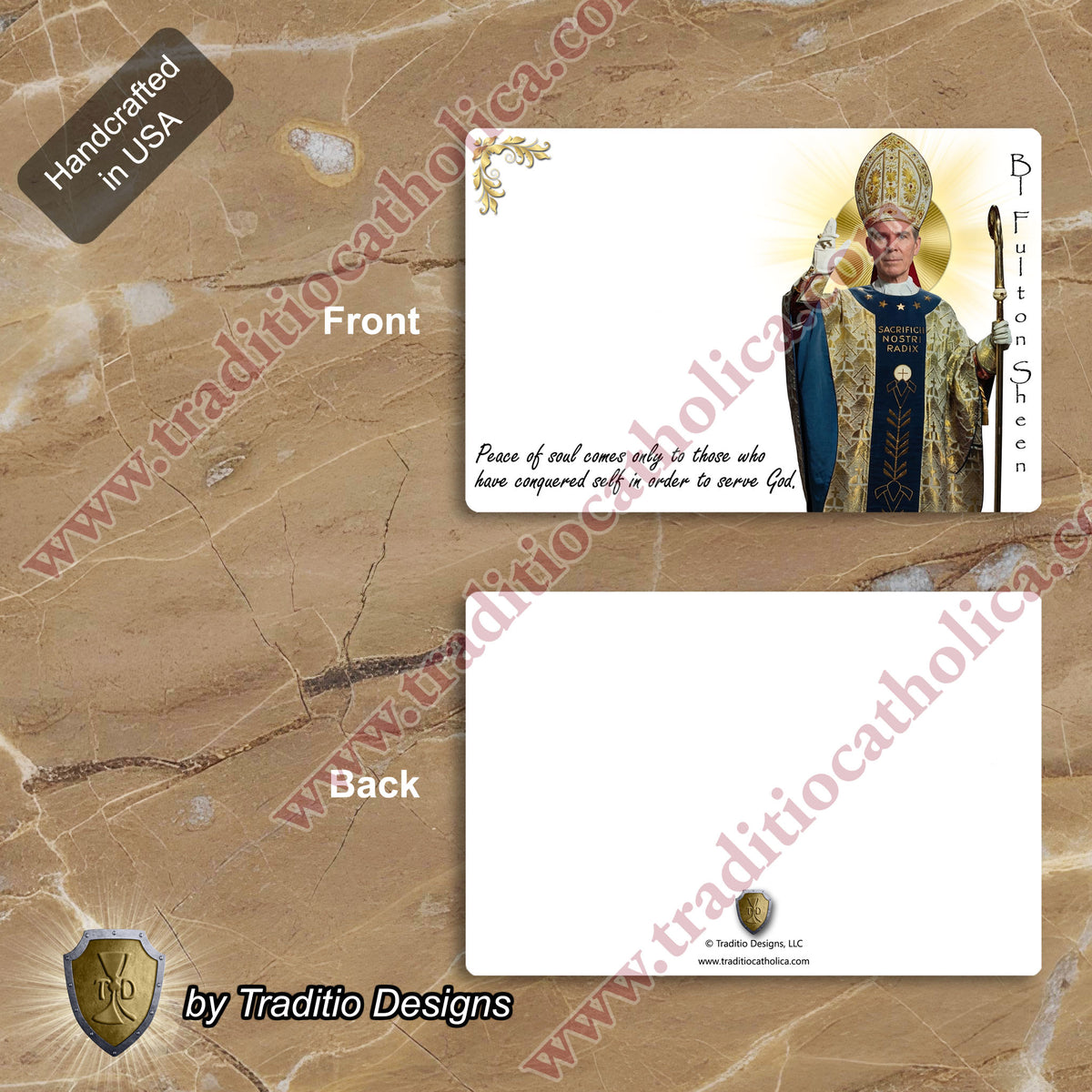 Bl. Fulton J. Sheen Realistic Greeting Cards | Set of 5 with Gold-Lined Envelopes