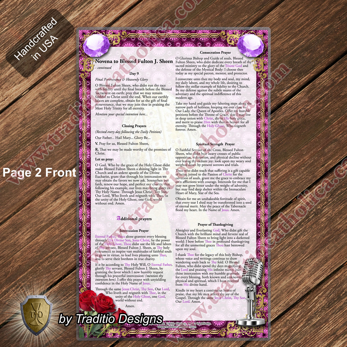 Bl. Fulton J. Sheen Large Devotional Prayer Card | Stained Glass Edition | Laminated 7x11 | Novena & Prayers