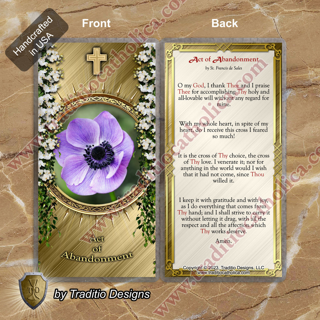 Act of Abandonment | Yielding to the Holy Ghost & Divine Providence | Laminated Floral Botanical Design