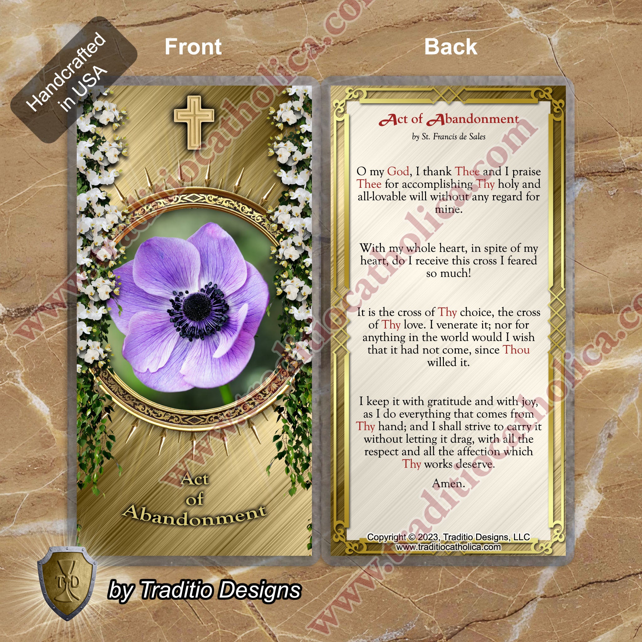 Act of Abandonment | Yielding to the Holy Ghost & Divine Providence | Laminated Floral Botanical Design