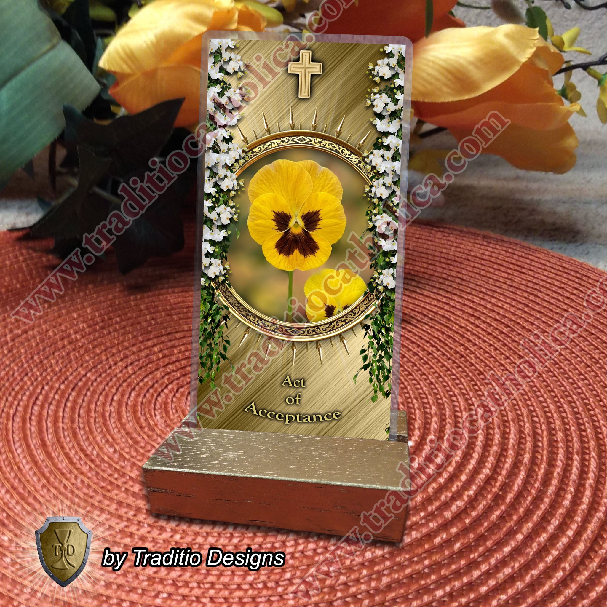 Act of Acceptance | Resignation to the Divine Will & Peace of Heart | Laminated Floral Botanical Design