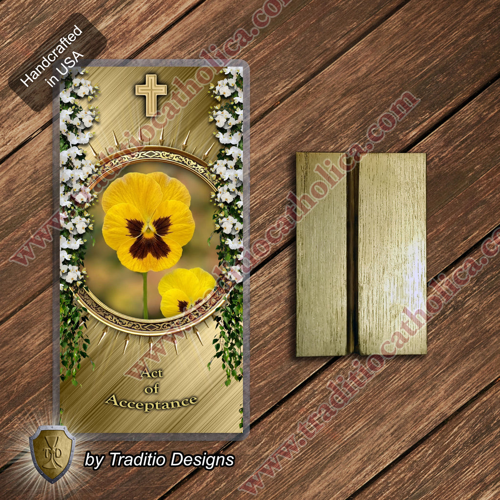 Act of Acceptance | Resignation to the Divine Will & Peace of Heart | Laminated Floral Botanical Design
