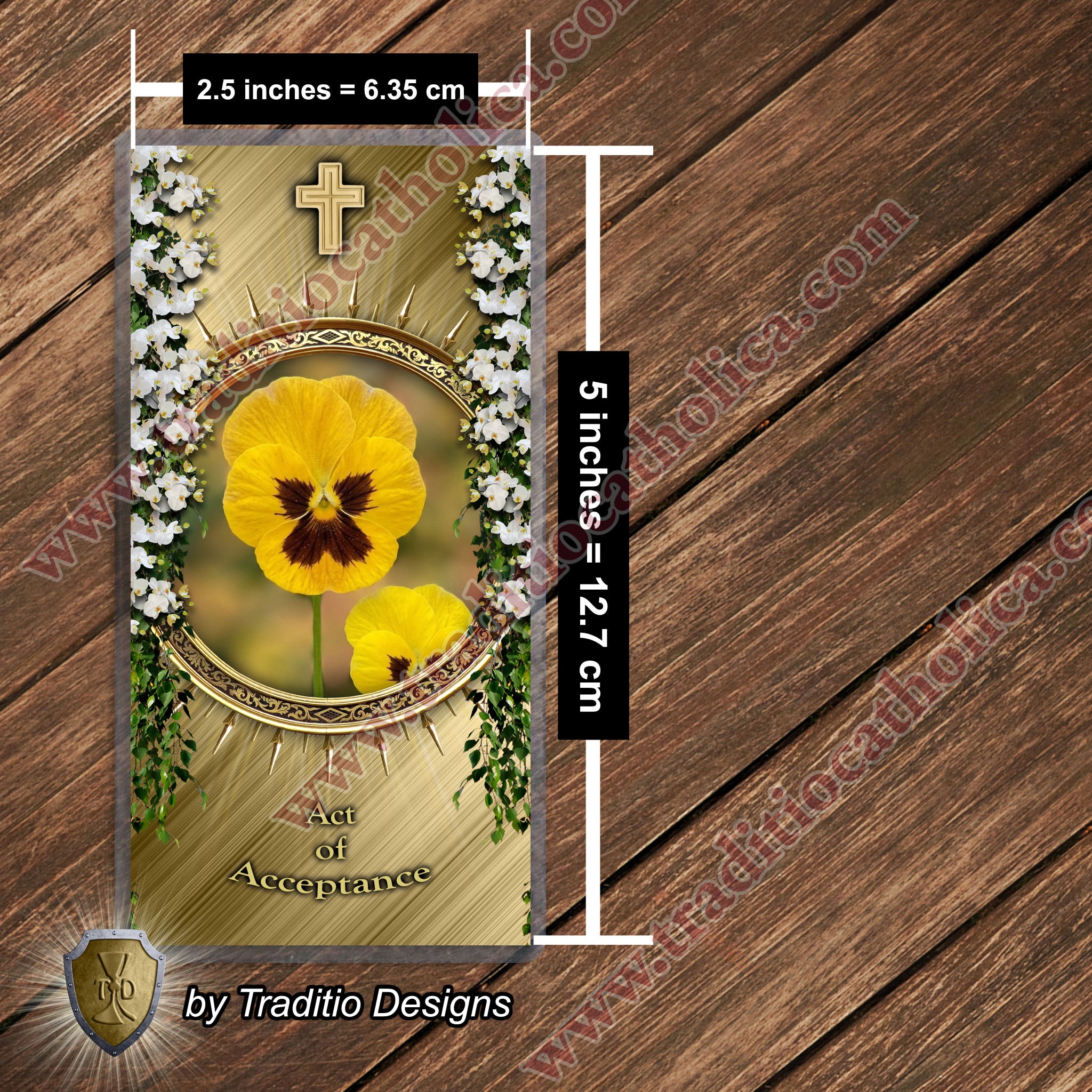Act of Acceptance | Resignation to the Divine Will & Peace of Heart | Laminated Floral Botanical Design