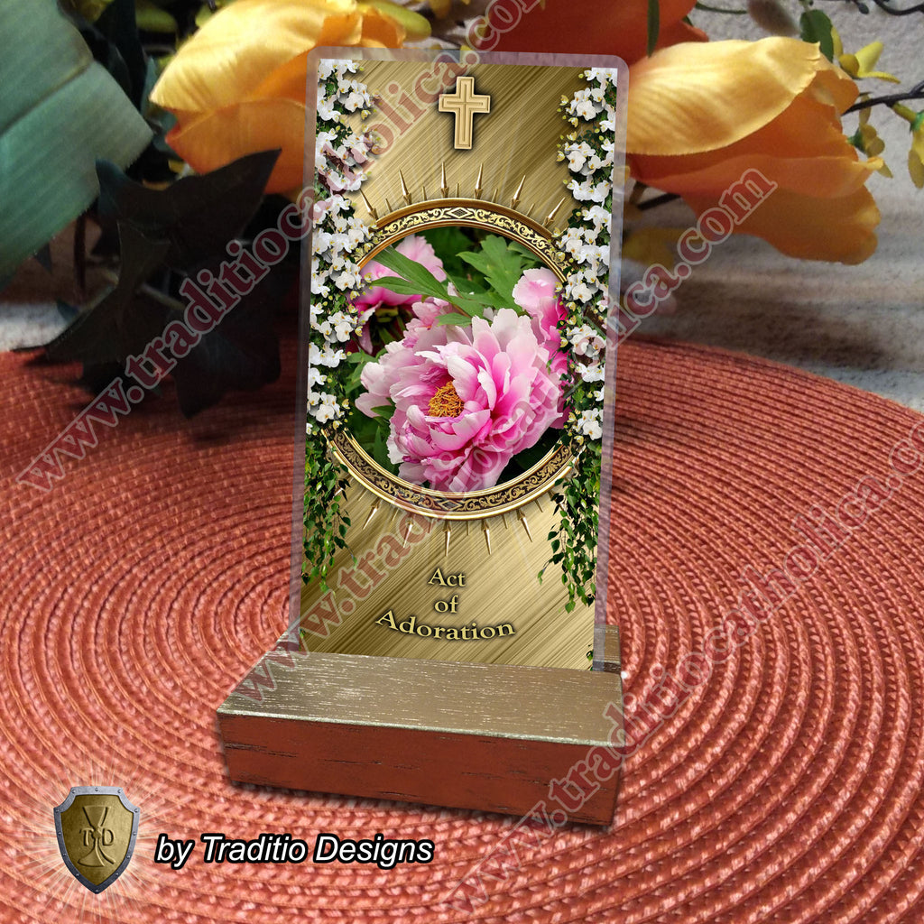 Act of Adoration | Eucharistic Devotion & Total Consecration | Laminated Floral Botanical Design