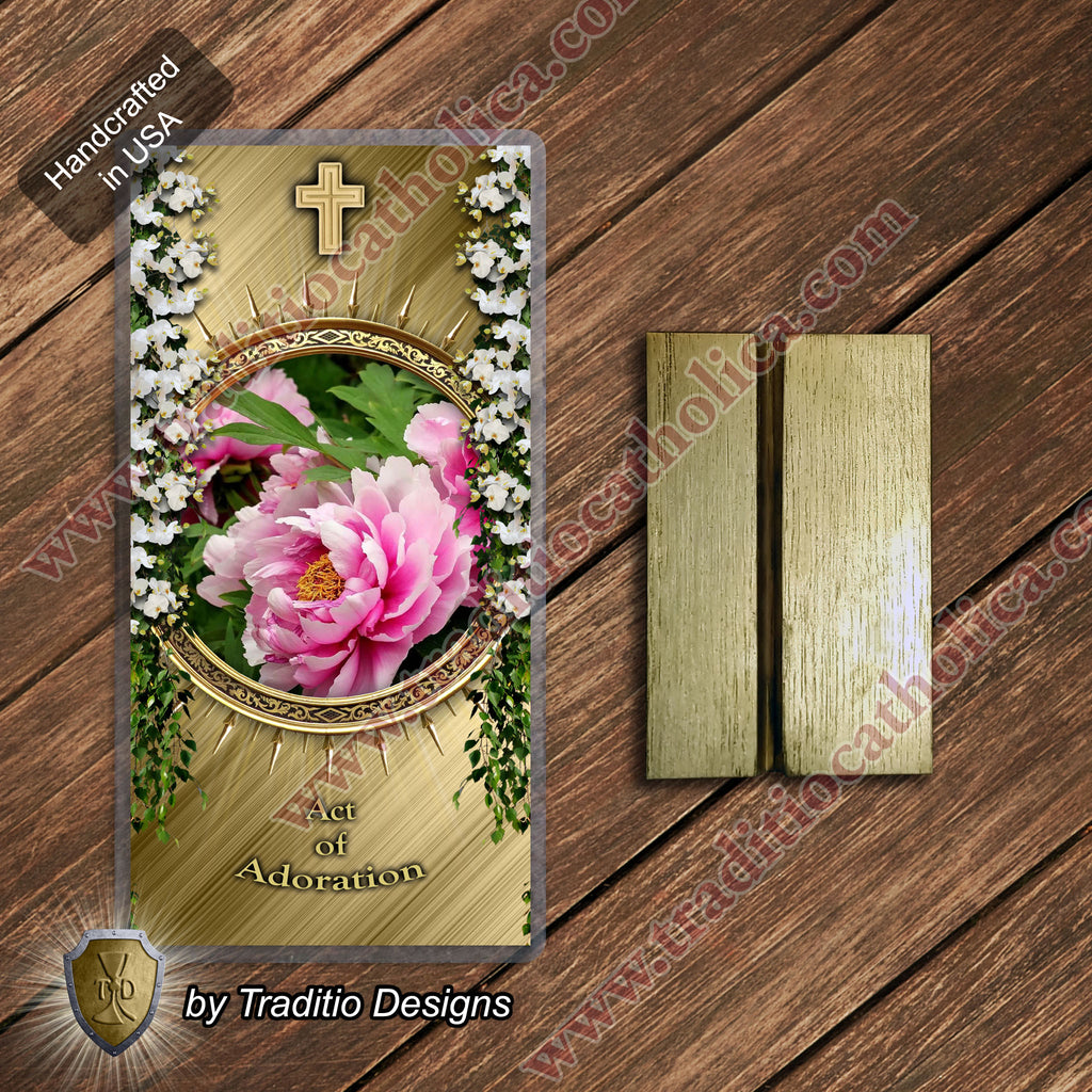 Act of Adoration | Eucharistic Devotion & Total Consecration | Laminated Floral Botanical Design