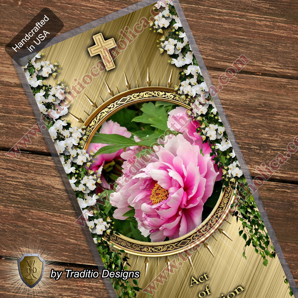 Act of Adoration | Eucharistic Devotion & Total Consecration | Laminated Floral Botanical Design