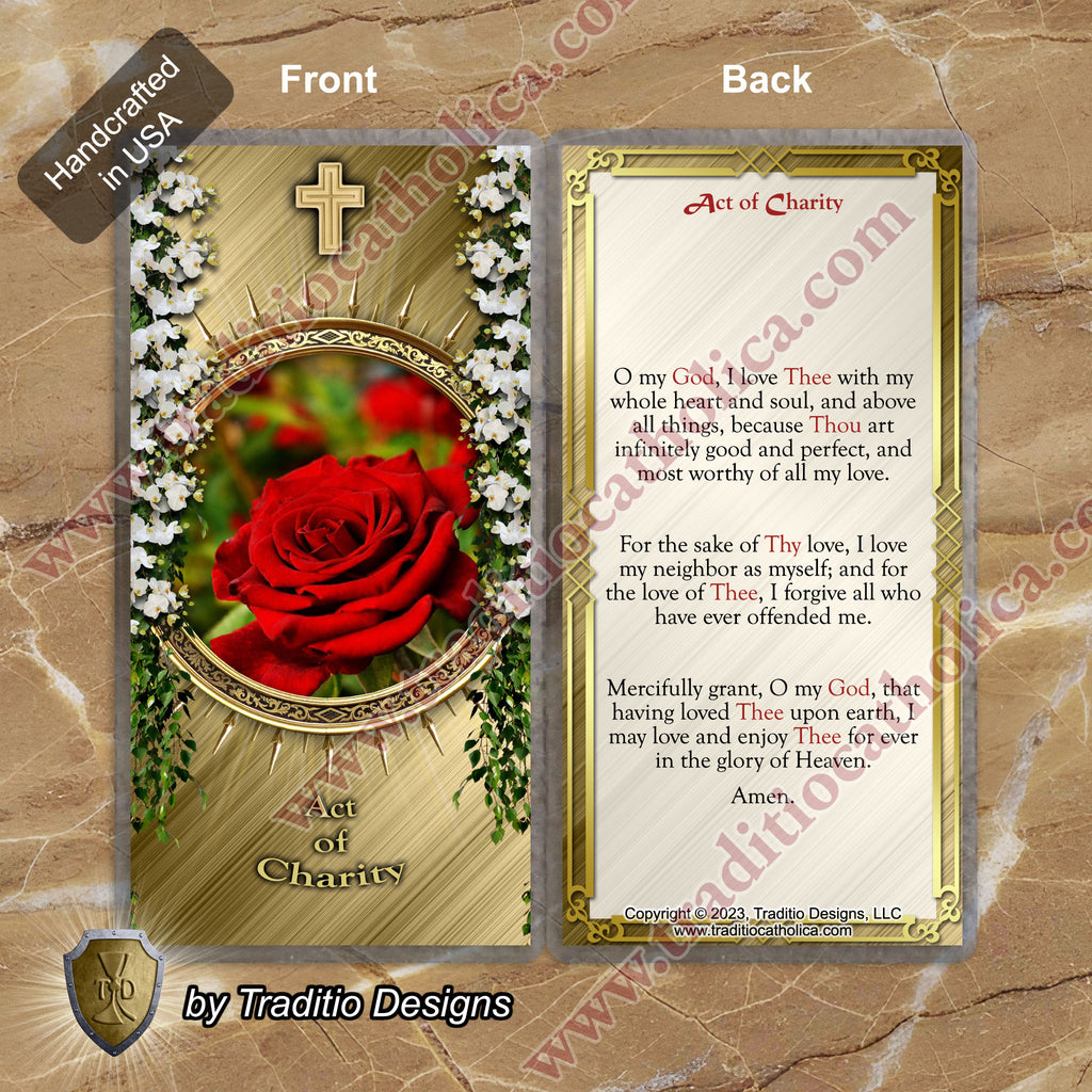 Act of Charity | Sacrificial Love & Forgiveness of Neighbor | Laminated Floral Botanical Design