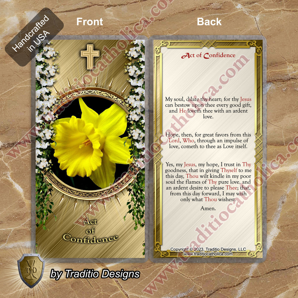Act of Confidence | Trust in Divine Providence & Ardent Love | Laminated Floral Botanical Design