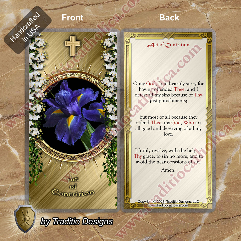 Act of Contrition | Sorrow of Heart & Firm Purpose of Amendment | Laminated Floral Botanical Design