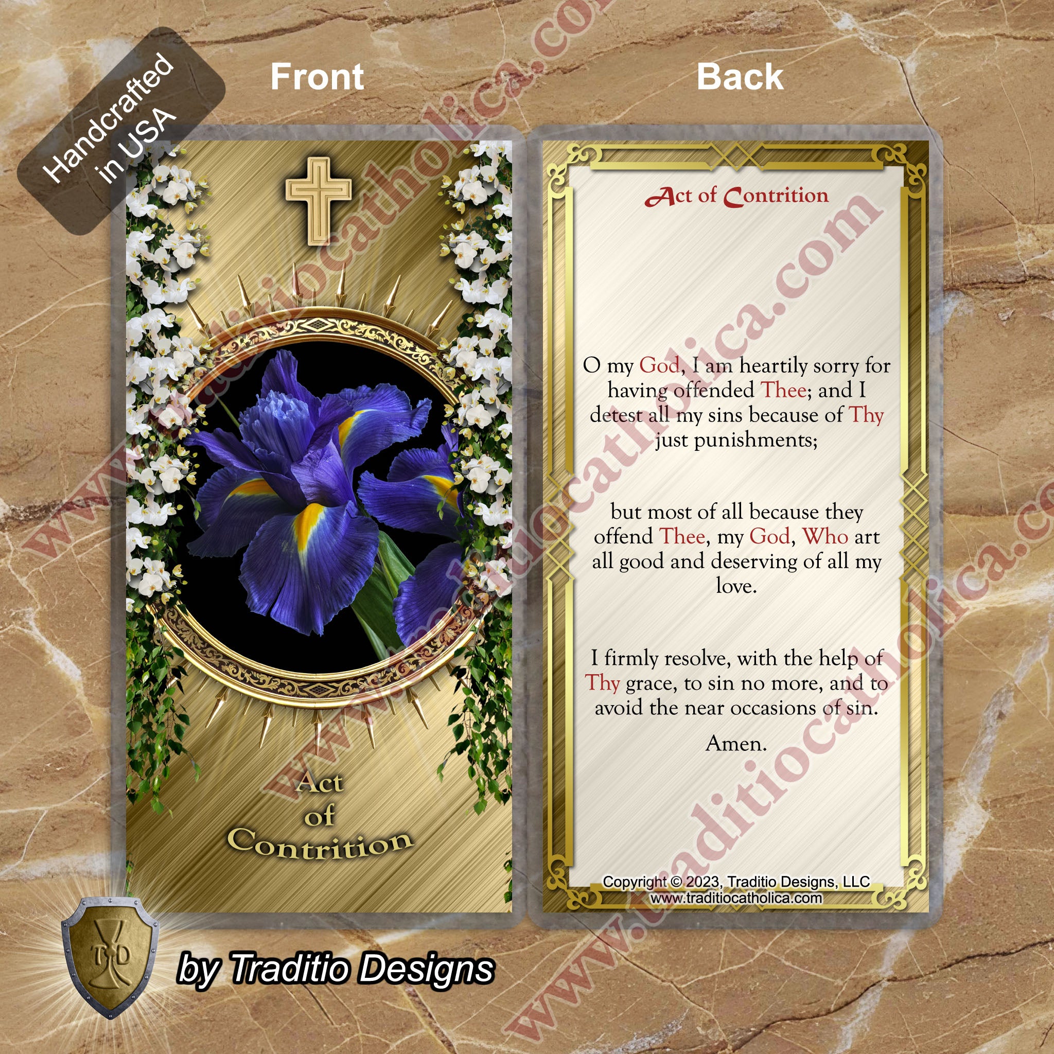 Act of Contrition | Sorrow of Heart & Firm Purpose of Amendment | Laminated Floral Botanical Design
