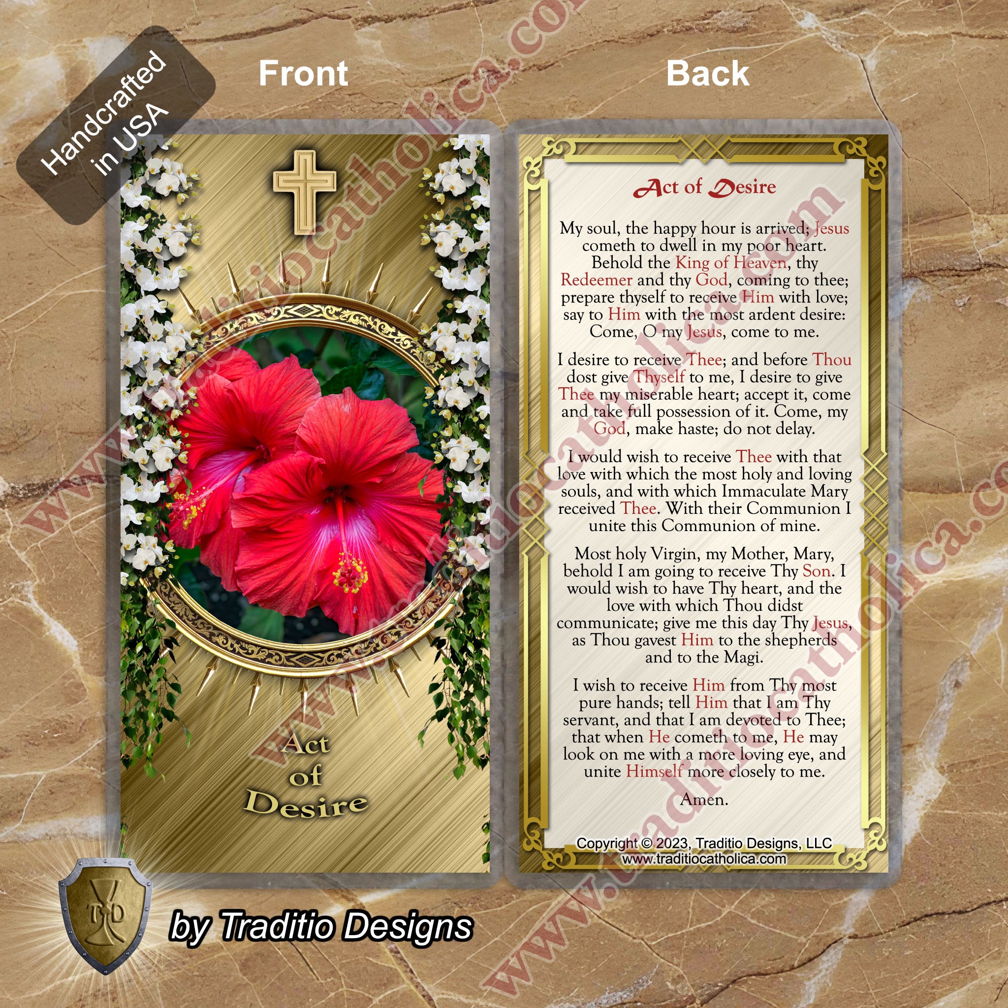 Act of Desire | Eucharistic Longing & Spiritual Communion | Laminated Floral Botanical Design