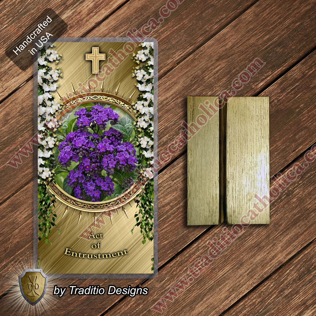 Act of Entrustment | Trust in Divine Providence & Peaceful Abandonment | Laminated Floral Botanical Design