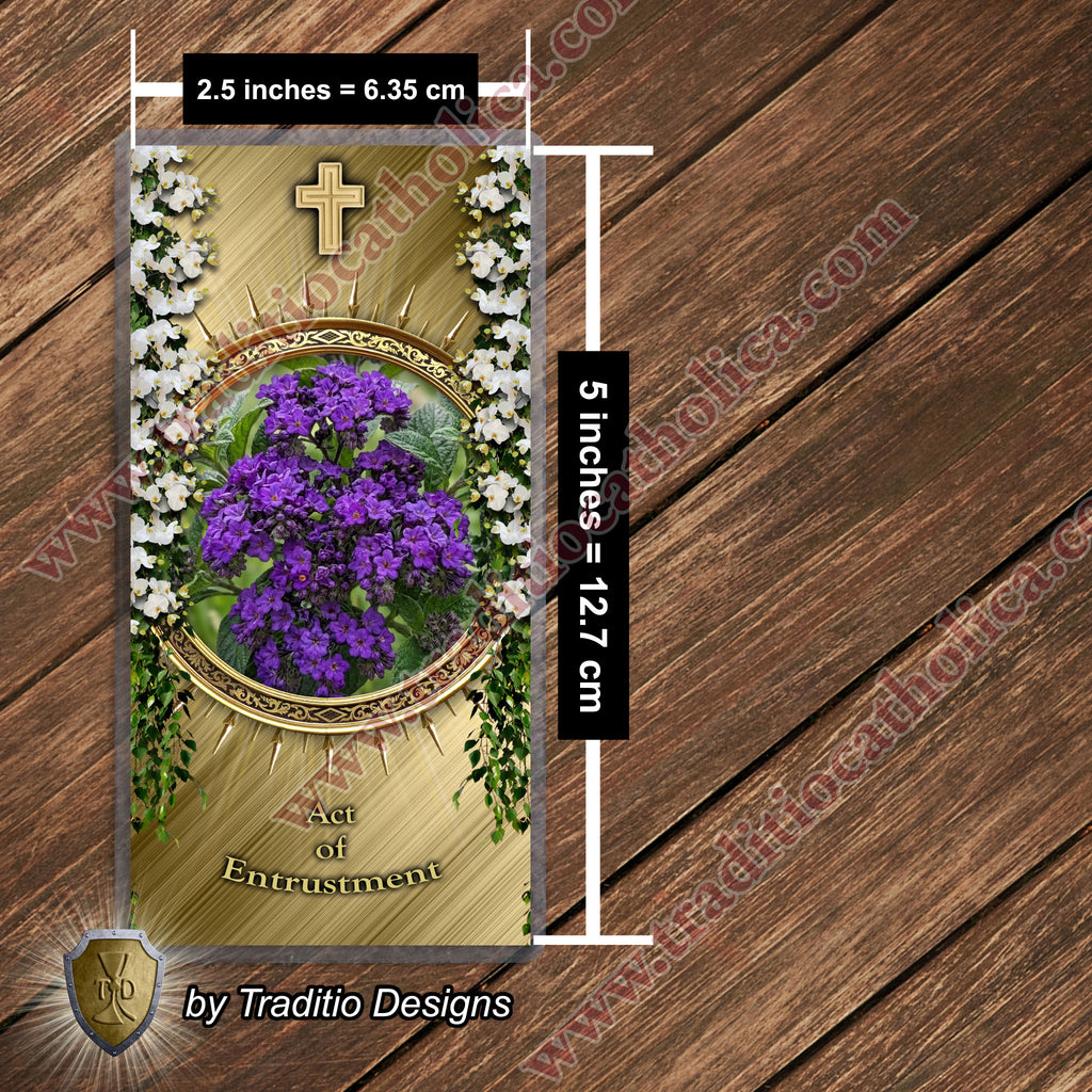 Act of Entrustment | Trust in Divine Providence & Peaceful Abandonment | Laminated Floral Botanical Design