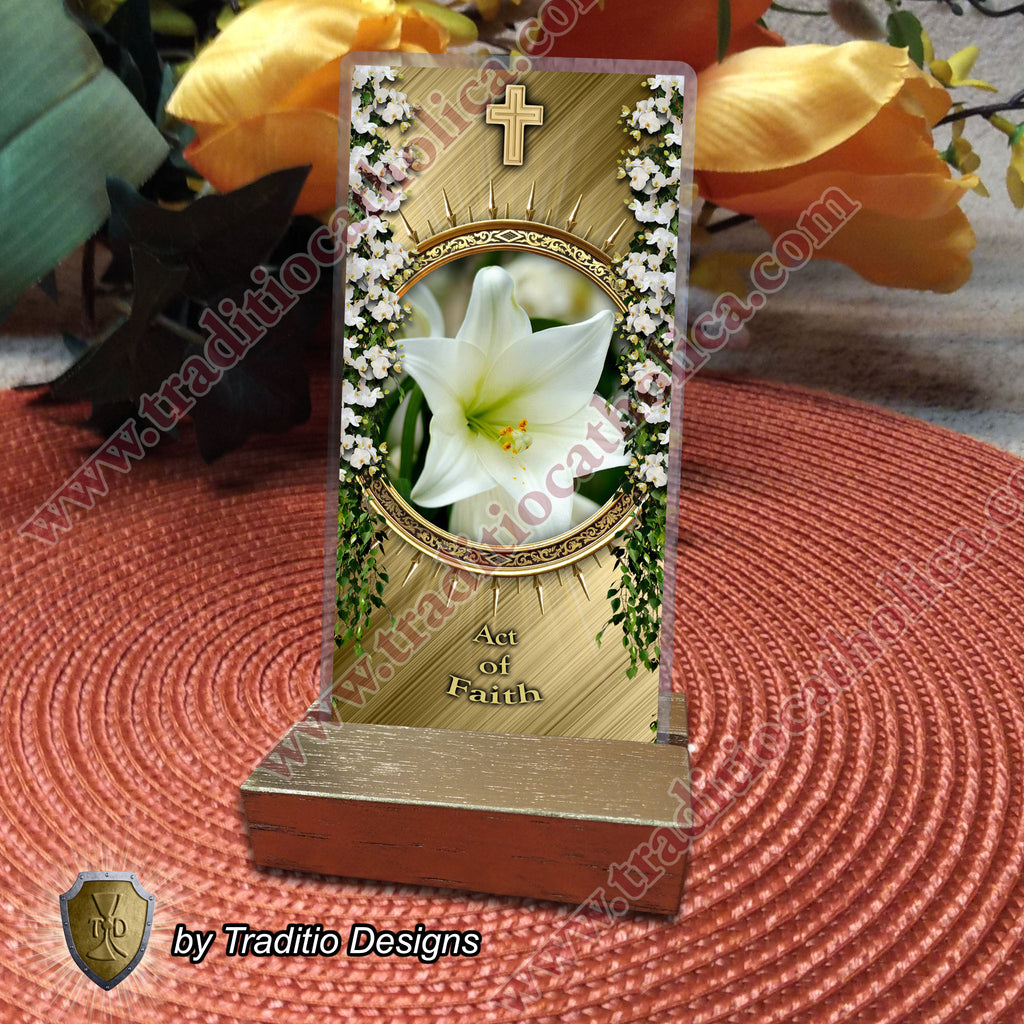 Act of Faith | Firm Persuasion & Eucharistic Adoration | Laminated Floral Botanical Design