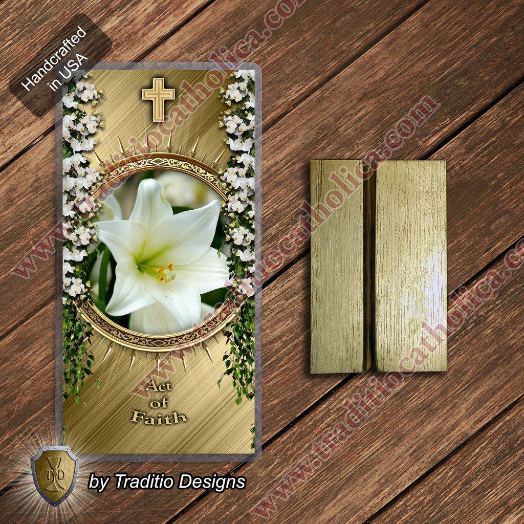 Act of Faith | Firm Persuasion & Eucharistic Adoration | Laminated Floral Botanical Design