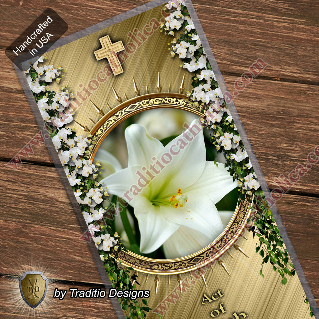 Act of Faith | Firm Persuasion & Eucharistic Adoration | Laminated Floral Botanical Design