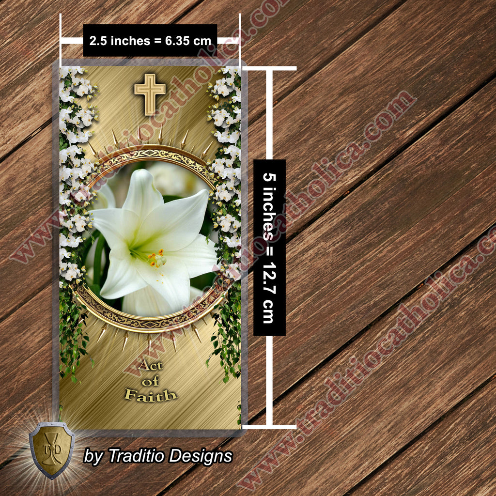 Act of Faith | Firm Persuasion & Eucharistic Adoration | Laminated Floral Botanical Design