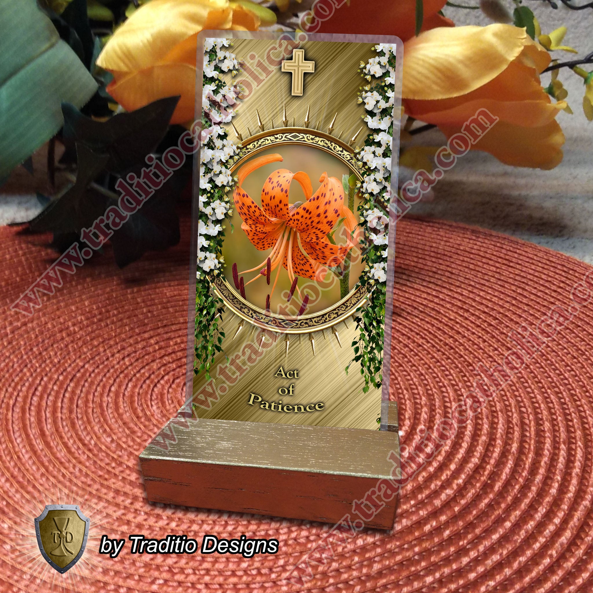Act of Patience | Serenity in Trials & Trust in Divine Providence | Laminated Floral Botanical Design