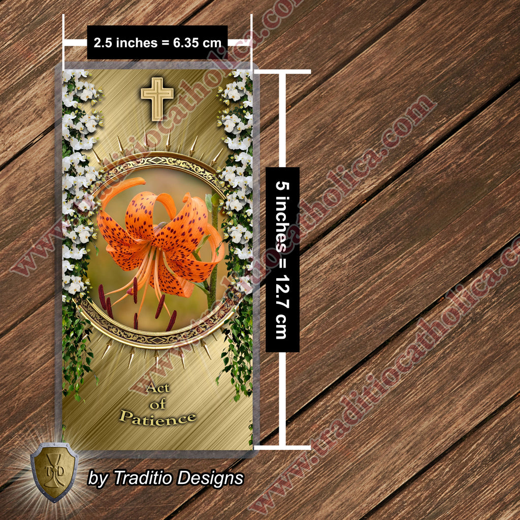 Act of Patience | Serenity in Trials & Trust in Divine Providence | Laminated Floral Botanical Design