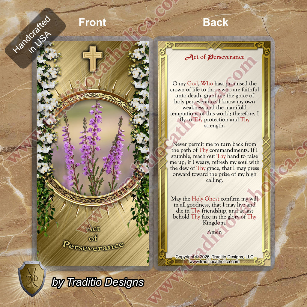 Act of Perseverance | Faithful unto Death & Divine Strength | Laminated Floral Botanical Design