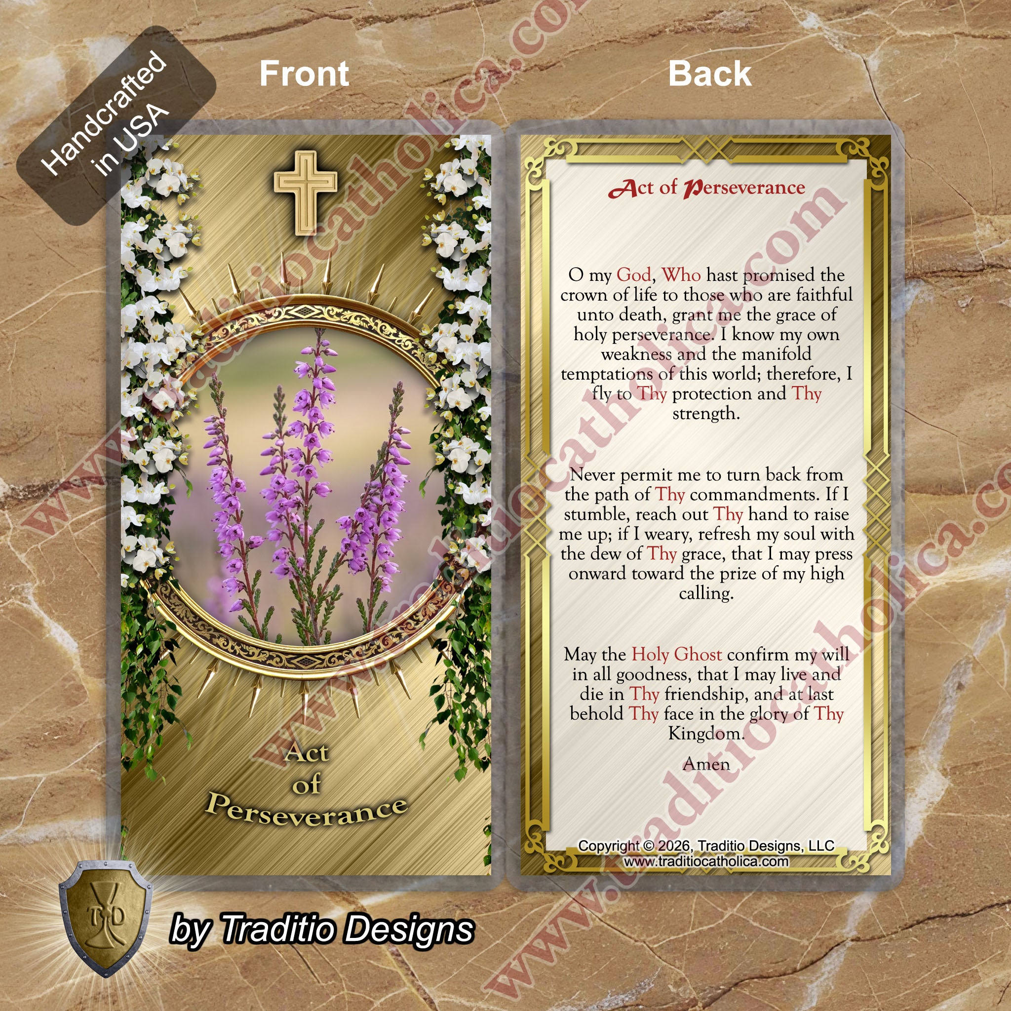 Act of Perseverance | Faithful unto Death & Divine Strength | Laminated Floral Botanical Design