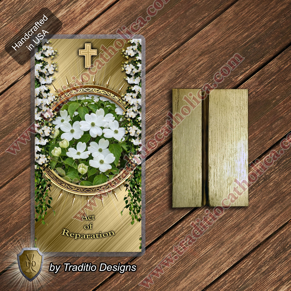Act of Reparation | Amends to the Sacred Heart | Laminated Floral Botanical Design