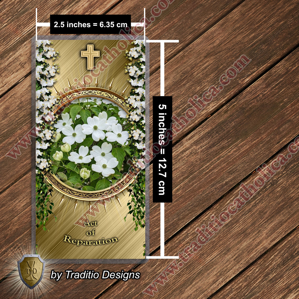 Act of Reparation | Amends to the Sacred Heart | Laminated Floral Botanical Design