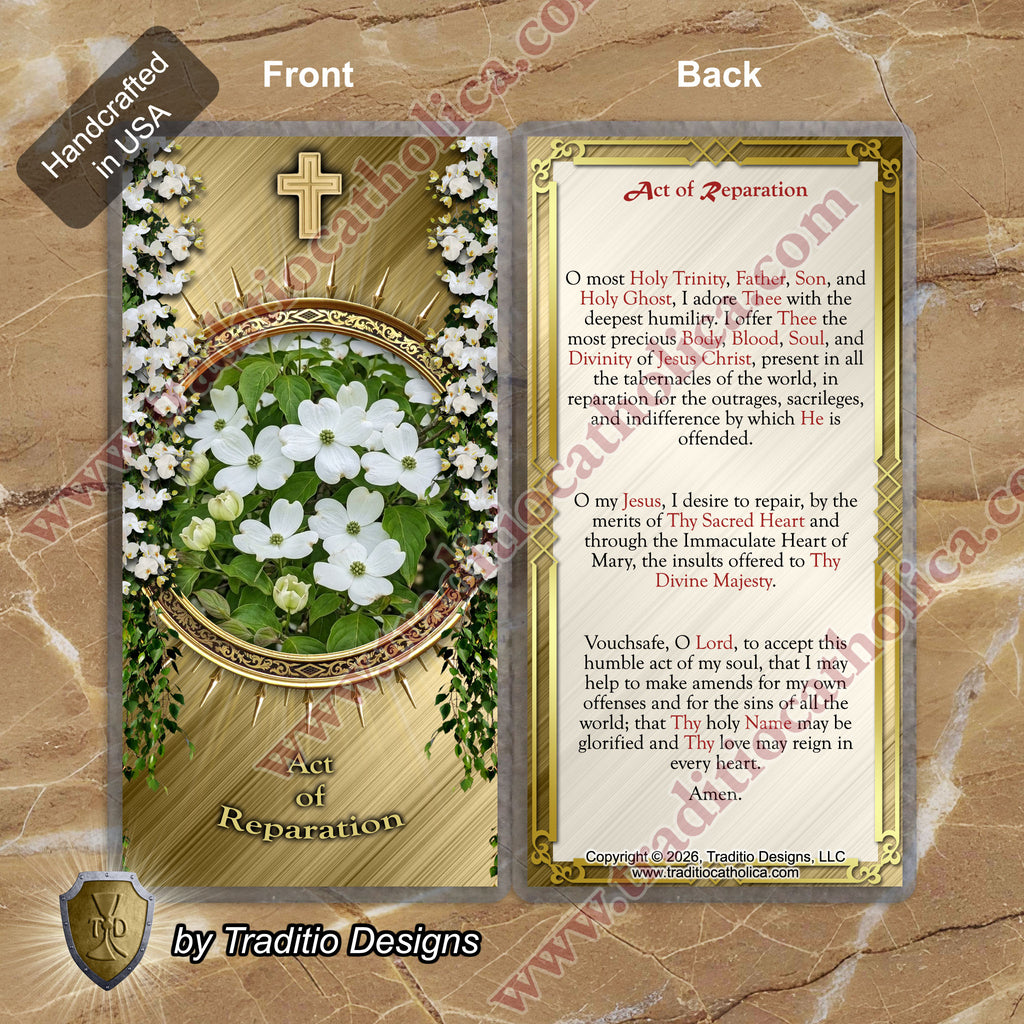 Act of Reparation | Amends to the Sacred Heart | Laminated Floral Botanical Design