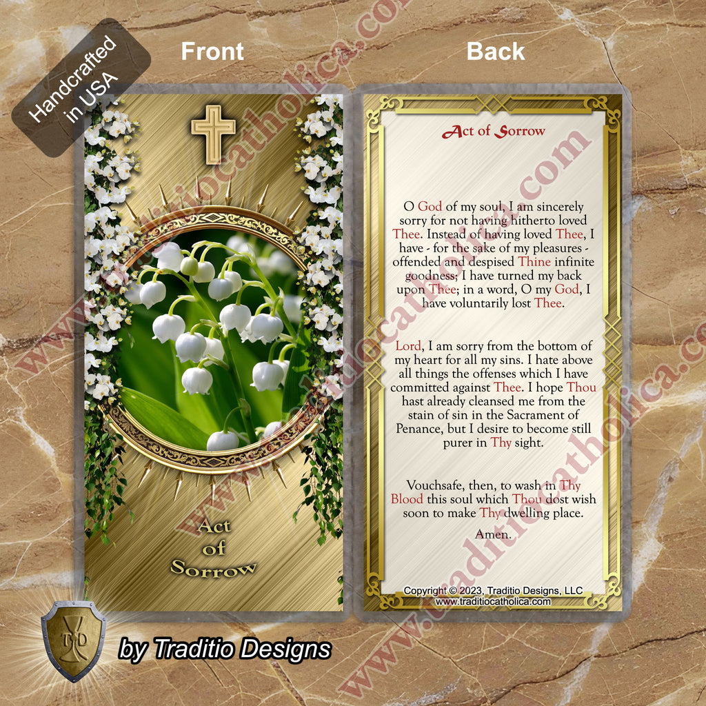 Act of Sorrow | Holy Grief & The Purity of Repentance | Laminated Floral Botanical Design