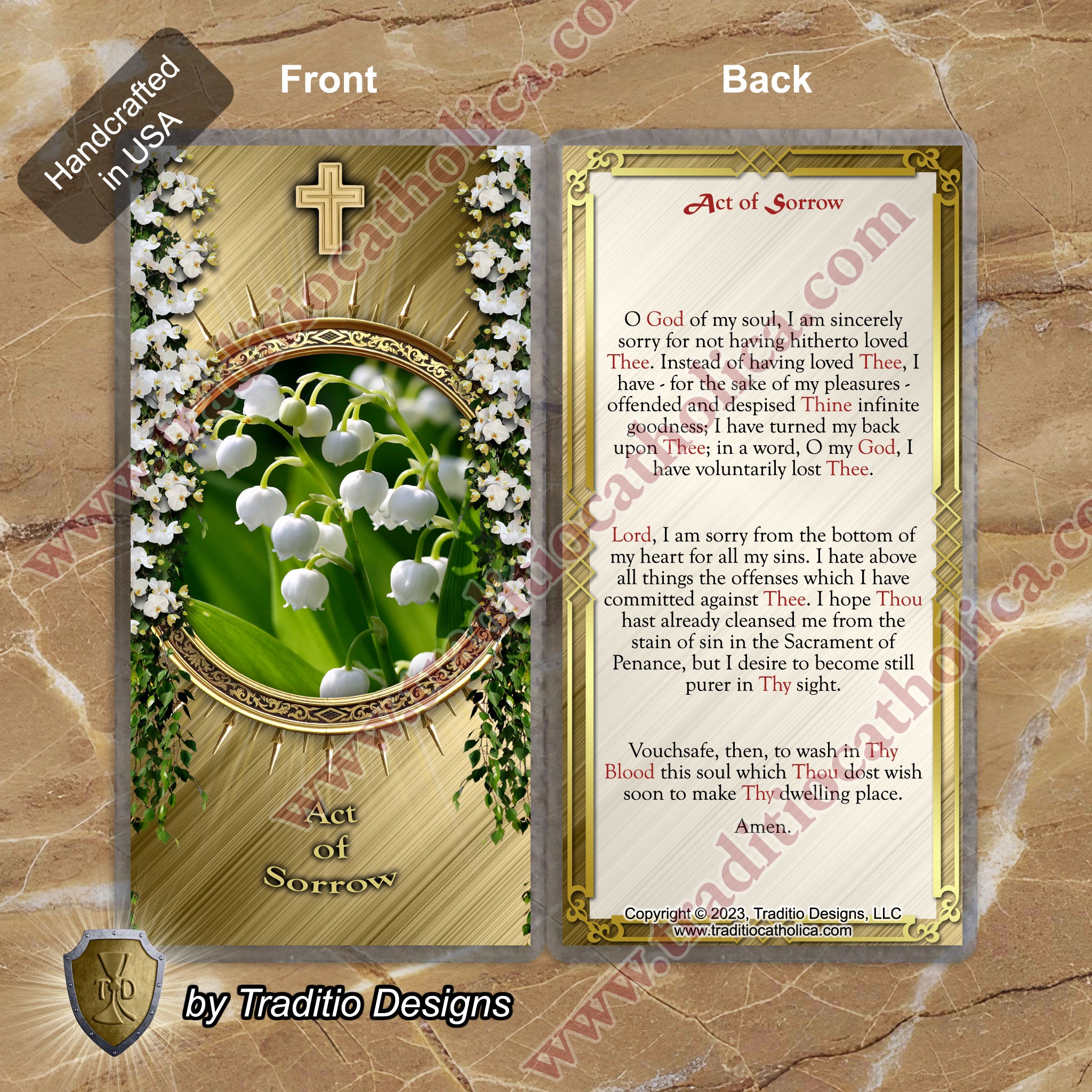 Act of Sorrow | Holy Grief & The Purity of Repentance | Laminated Floral Botanical Design