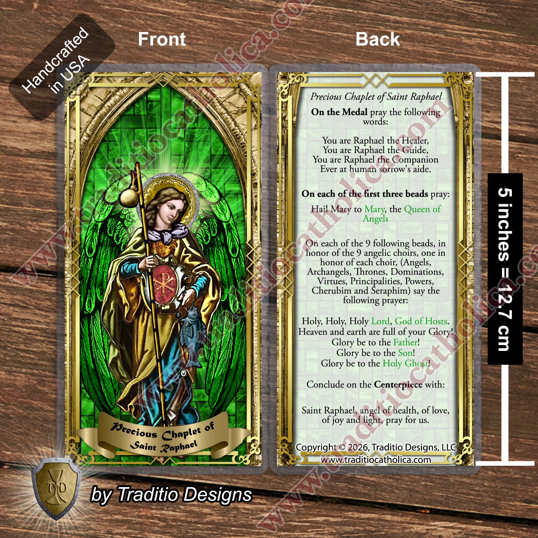 St. Raphael the Archangel Royal Limited Edition Chaplet | Green Fire Agate & Turquoise | God’s Holy Healer | Includes Instruction Prayer Card