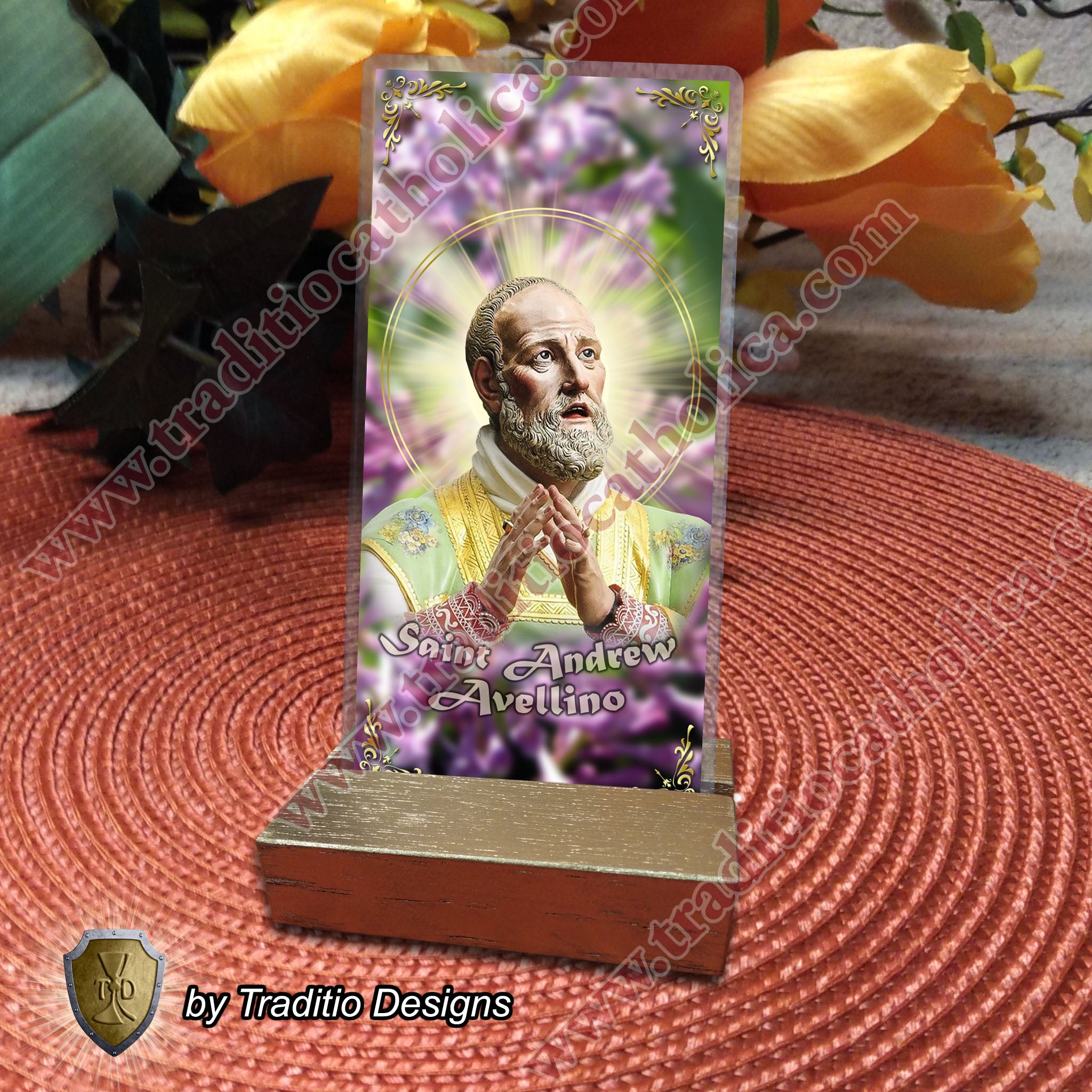 St. Andrew Avellino, Patron of Stroke Victims - Catholic prayer holy card - Laminated Face Design