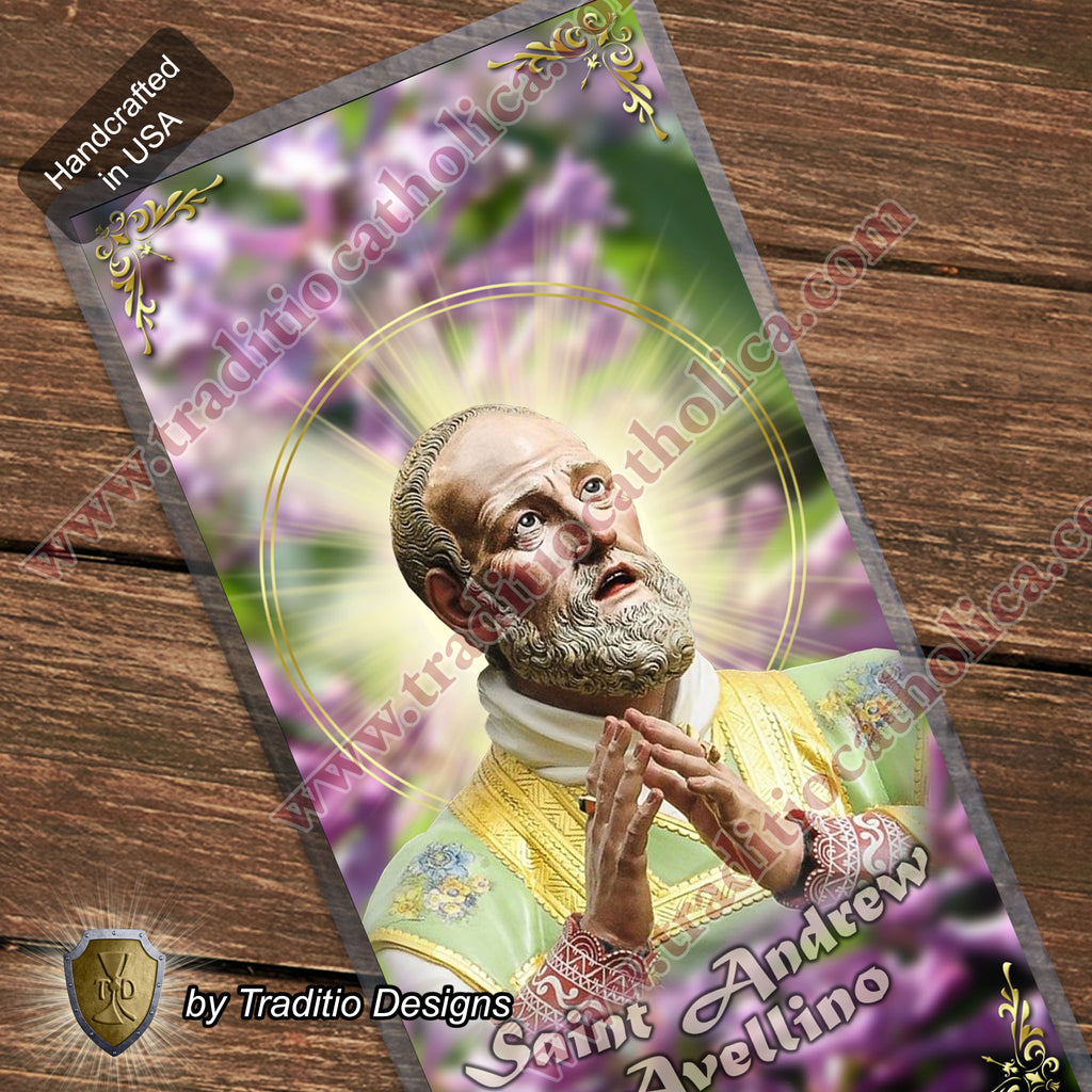 St. Andrew Avellino, Patron of Stroke Victims - Catholic prayer holy card - Laminated Face Design