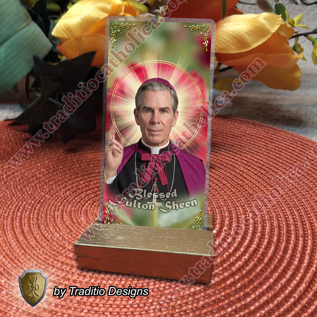 Bl. Fulton J. Sheen Prayer Card | Infant Health, Heart Relief & Broadcasters | Laminated Face Design