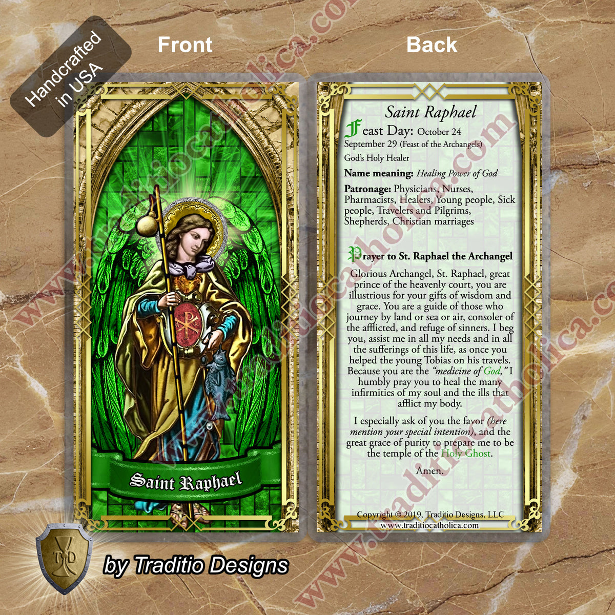 St. Raphael the Archangel Limited Edition Royal Rosary | 18K Gold & Onyx Black Gold | Healing of Body, Restoration of Sight & Safe Travel | Green Jade & Turquoise